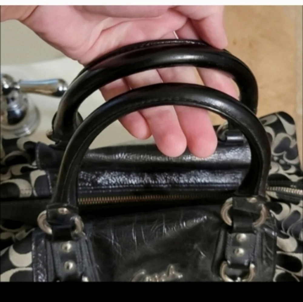 Coach Black and Gray Signature Satchel